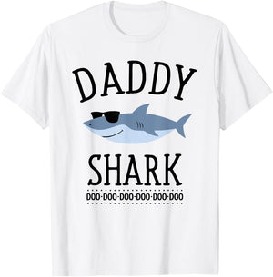 Daddy Shark Funny Dad T-Shirt - T-Shirt | White