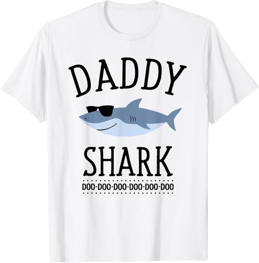 Daddy Shark Funny Dad T-Shirt - T-Shirt | White