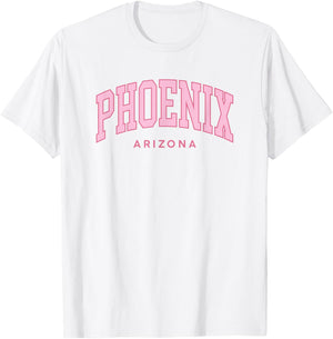Phoenix Retro Preppy Throwback Girls Arizona Pink T-Shirt - T-Shirt | White