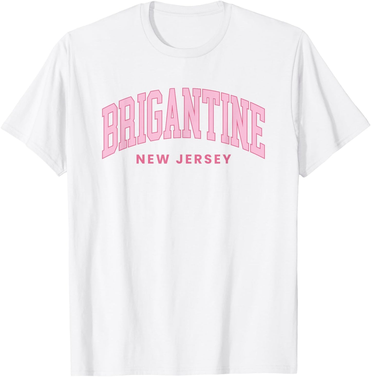 Brigantine New Jersey Retro Preppy Throwback Pink T-Shirt - T-Shirt | White