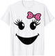 Cute Ghost Face With Bow Eyelashes Halloween Girls T-Shirt - T-Shirt | White