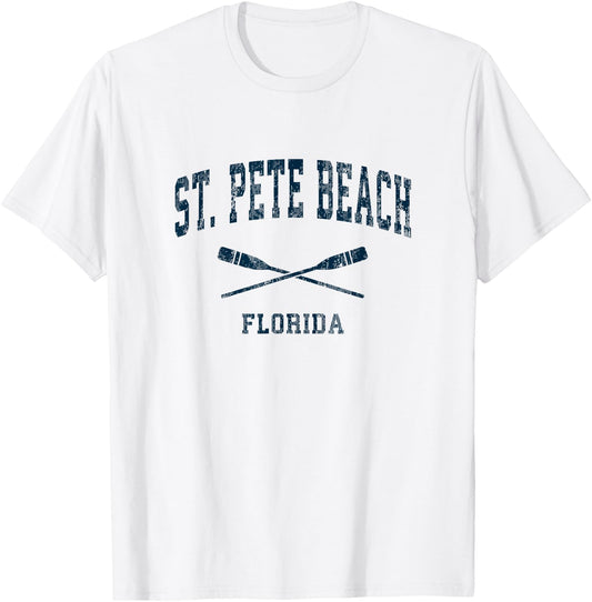 St. Pete Beach Florida Vintage Nautical Paddles Sports Oars T-Shirt - T-Shirt | White