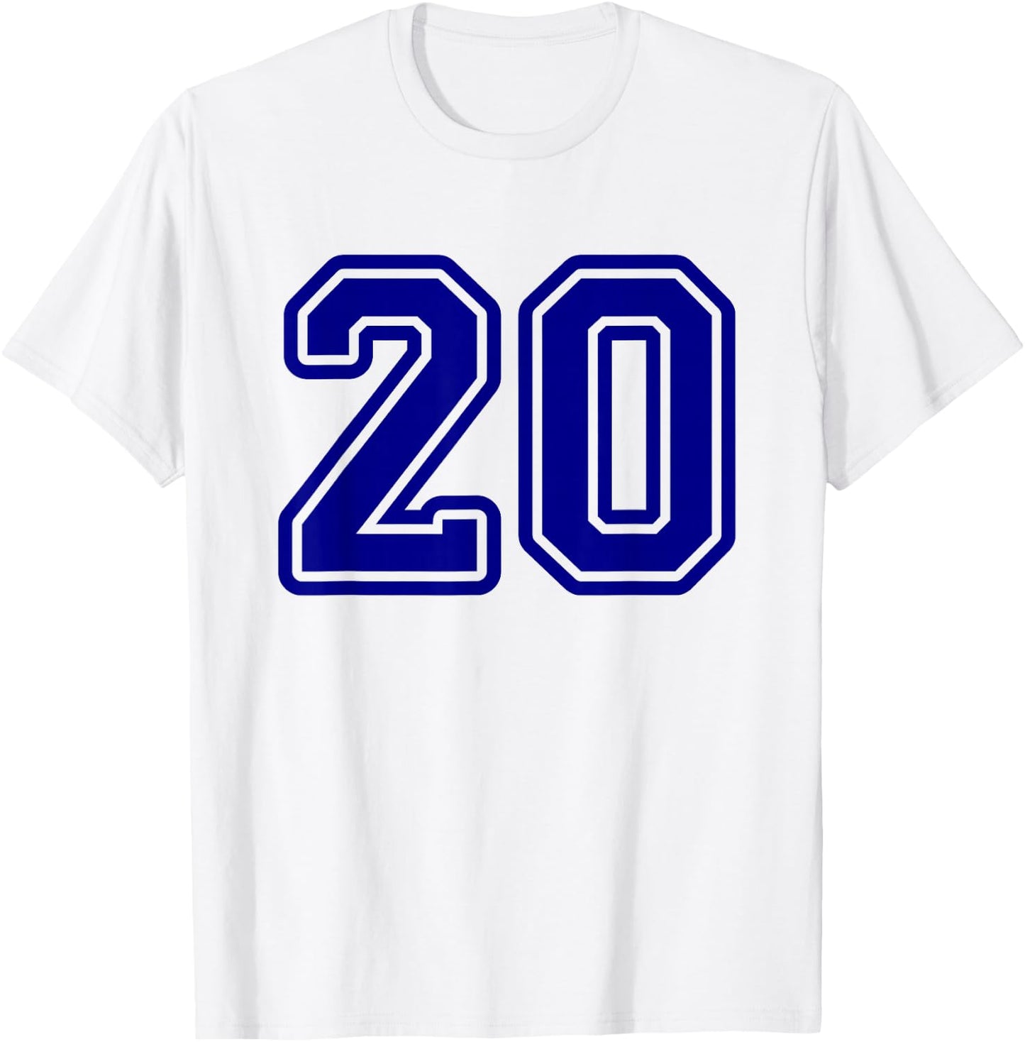 Number #20 Sport Blue Varsity Number 20 T-Shirt - T-Shirt | White