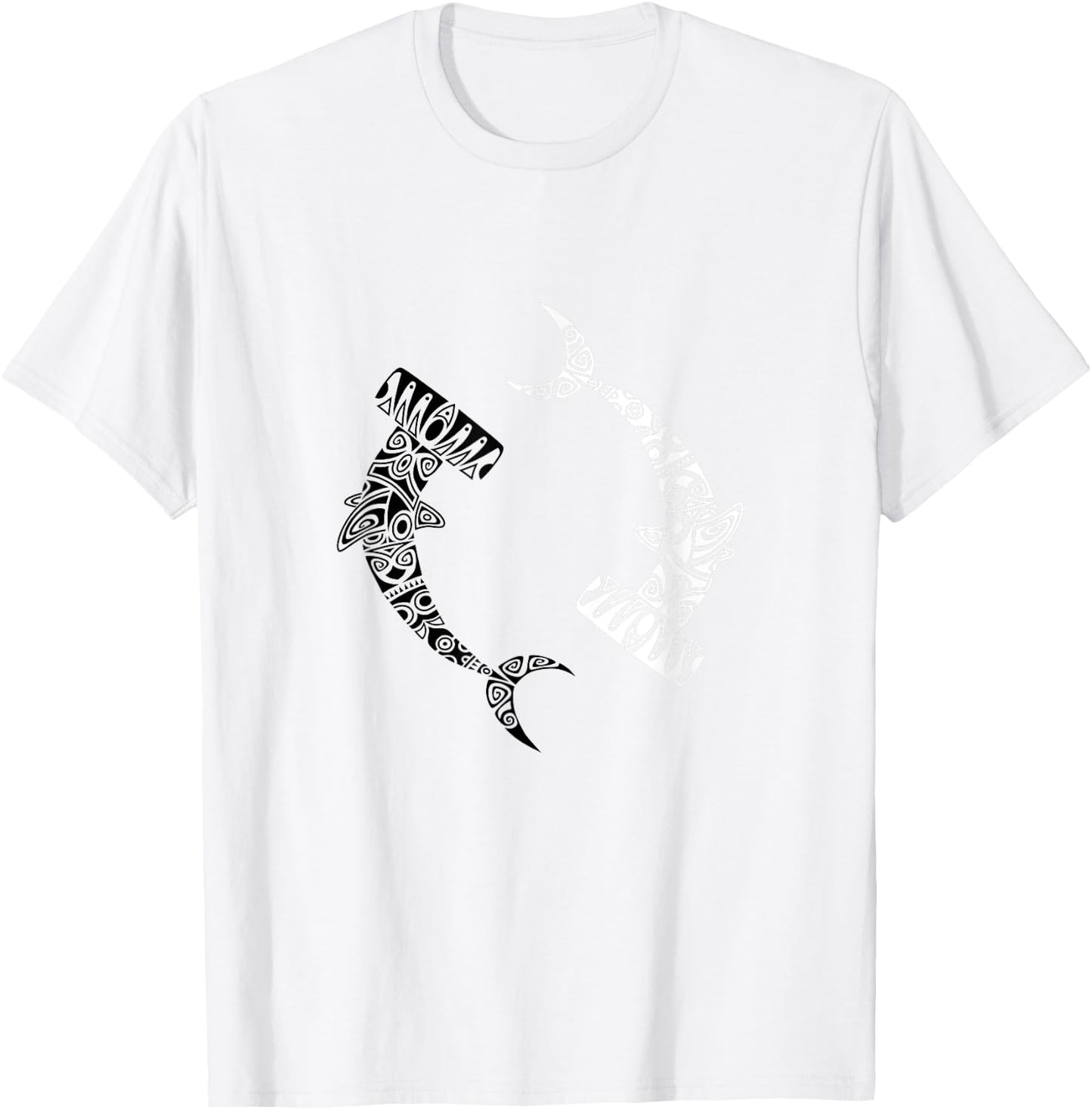 Shark fish diving mandala design T-Shirt - T-Shirt | White