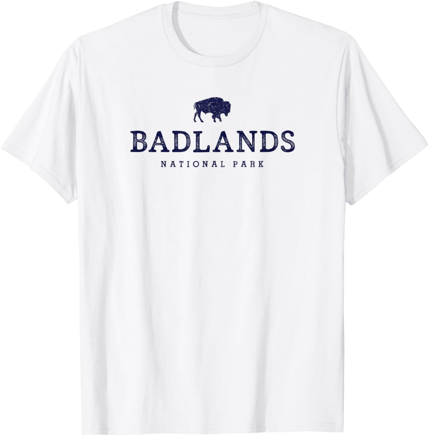 Retro Badlands National Park Bison Hiking Souvenir T-Shirt - T-Shirt | White