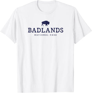 Retro Badlands National Park Bison Hiking Souvenir T-Shirt - T-Shirt | White