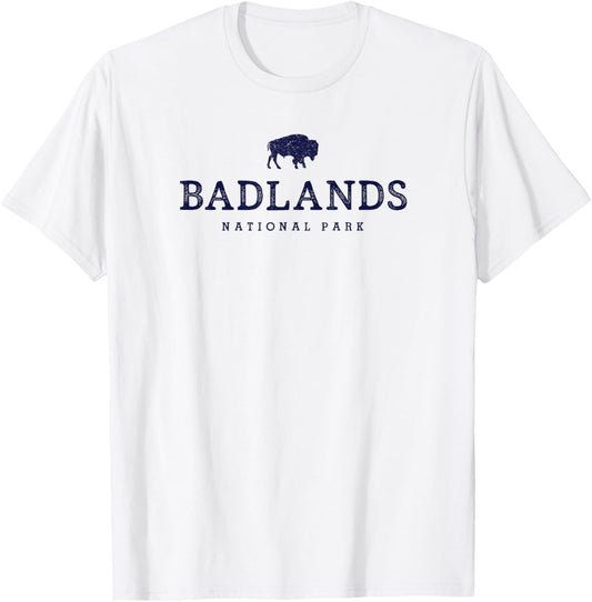 Retro Badlands National Park Bison Hiking Souvenir T-Shirt - T-Shirt | White