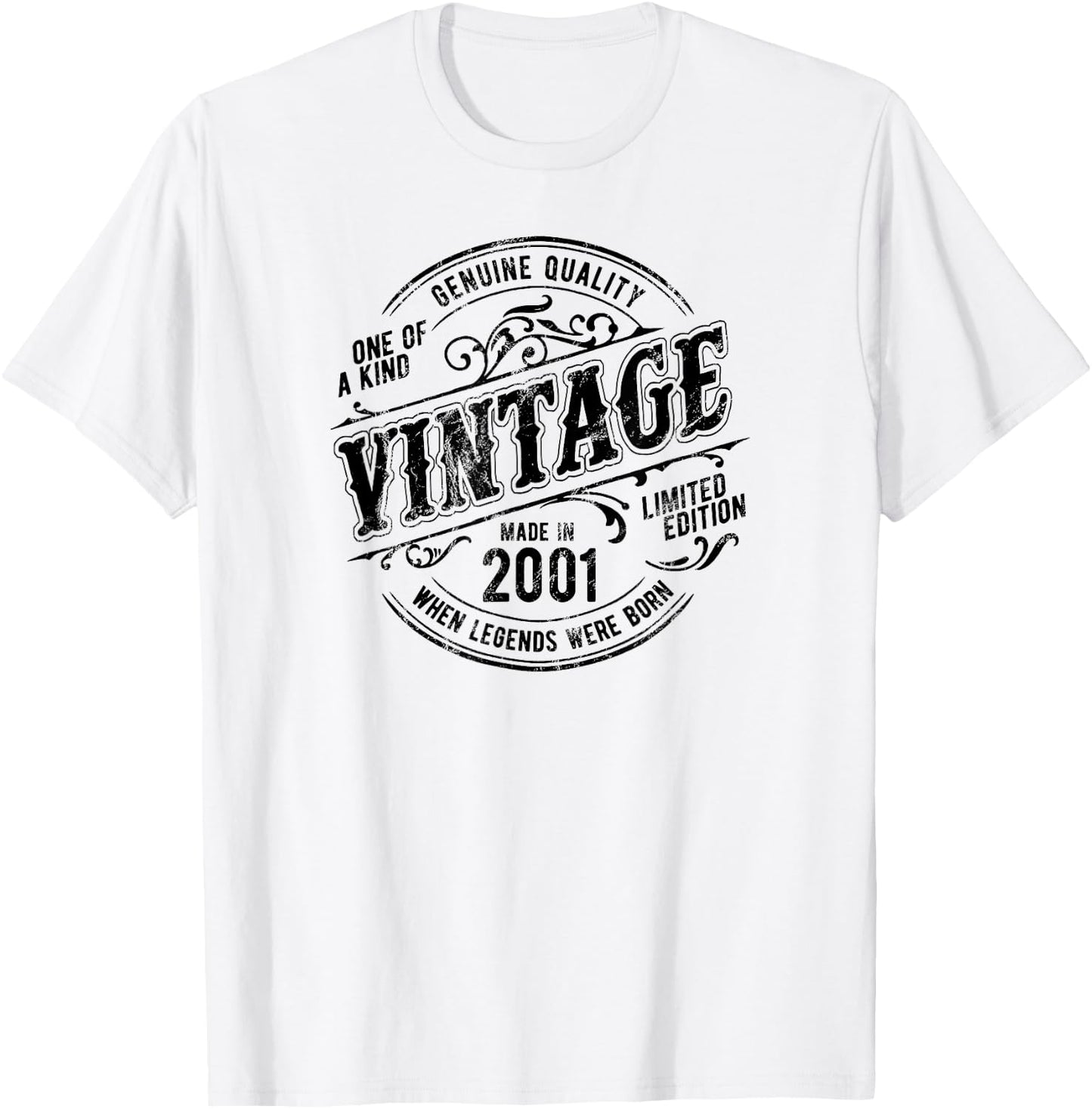 24th Birthday Made In 2001 When Legends Were Born Vintage T-Shirt - T-Shirt | White