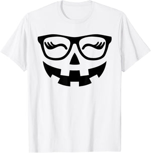 Jack O Lantern Face Pumpkin Glasses Hallowen Costume Nerd T-Shirt - T-Shirt | White