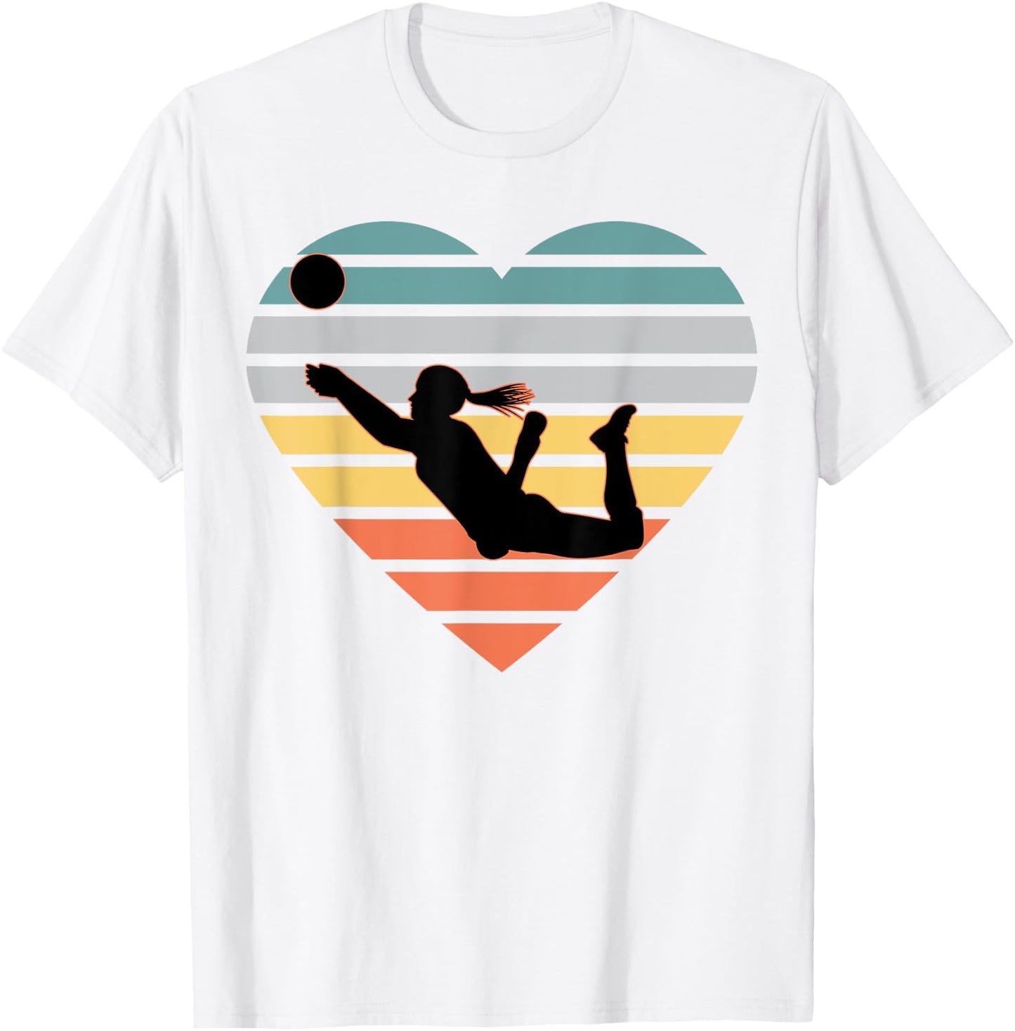 Volleyball Gifts for Teen Girls Retro Vintage Heart T-Shirt - T-Shirt | White