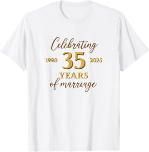 Funny 35 Years of Marriage 1990 35th Wedding Anniversary T-Shirt - T-Shirt | White