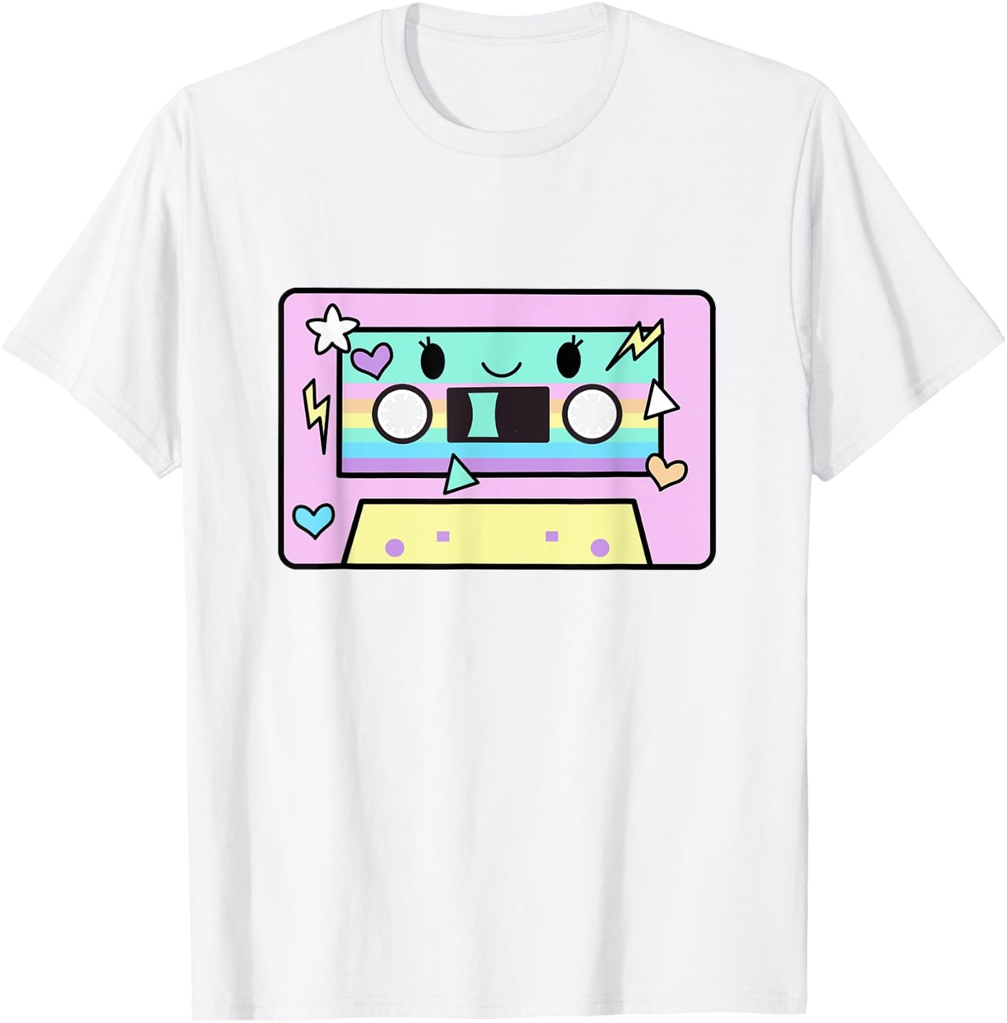 Cassette Tape Shirt Women Cute Kawaii Pastel Colors 80's T-Shirt - T-Shirt | White