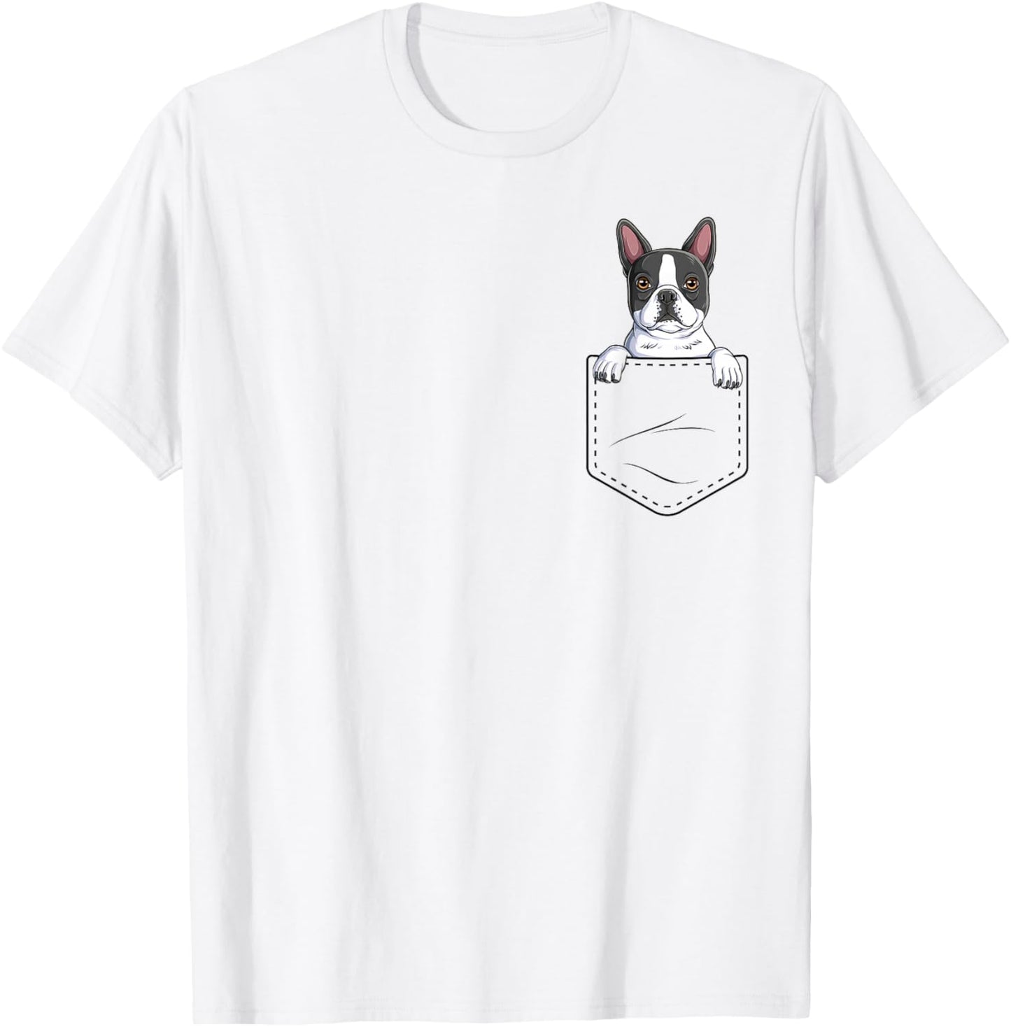 Boston Terrier In The Pocket Cute Boston Terrier Dog Lovers T-Shirt - T-Shirt | White
