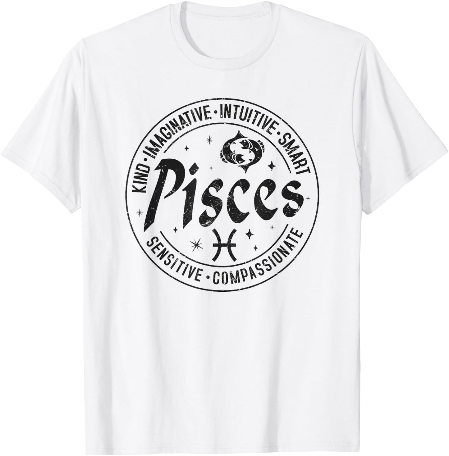Pisces Virtues Vintage Style Zodiac Design, Pisces T-Shirt - T-Shirt | White