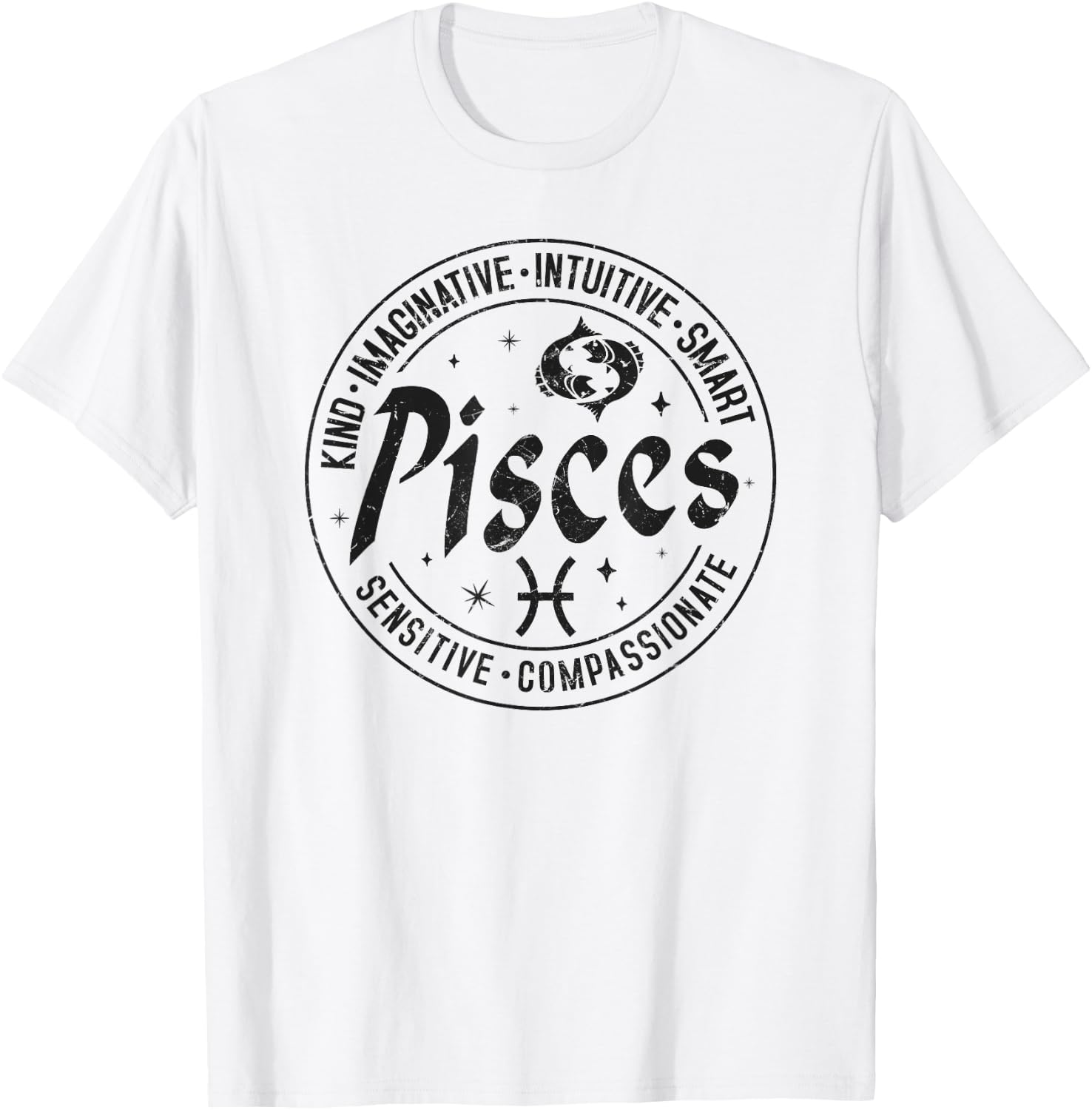 Pisces Virtues Vintage Style Zodiac Design, Pisces T-Shirt - T-Shirt | White