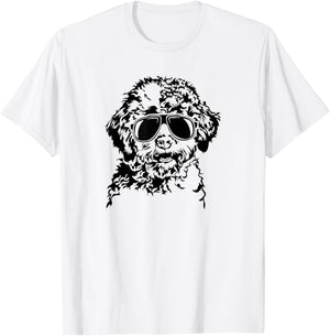 Funny Lagotto Romagnolo Dogs with Sunglasses Cool Dog T-Shirt - T-Shirt | White
