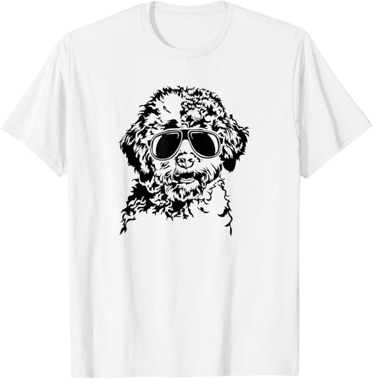 Funny Lagotto Romagnolo Dogs with Sunglasses Cool Dog T-Shirt - T-Shirt | White