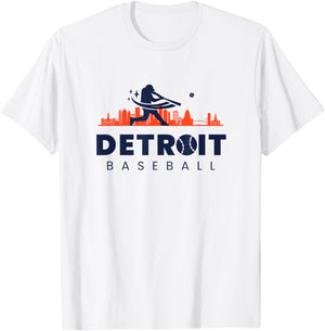Detroit Baseball Vintage Minimalist Retro Baseball Lover T-Shirt - T-Shirt | White