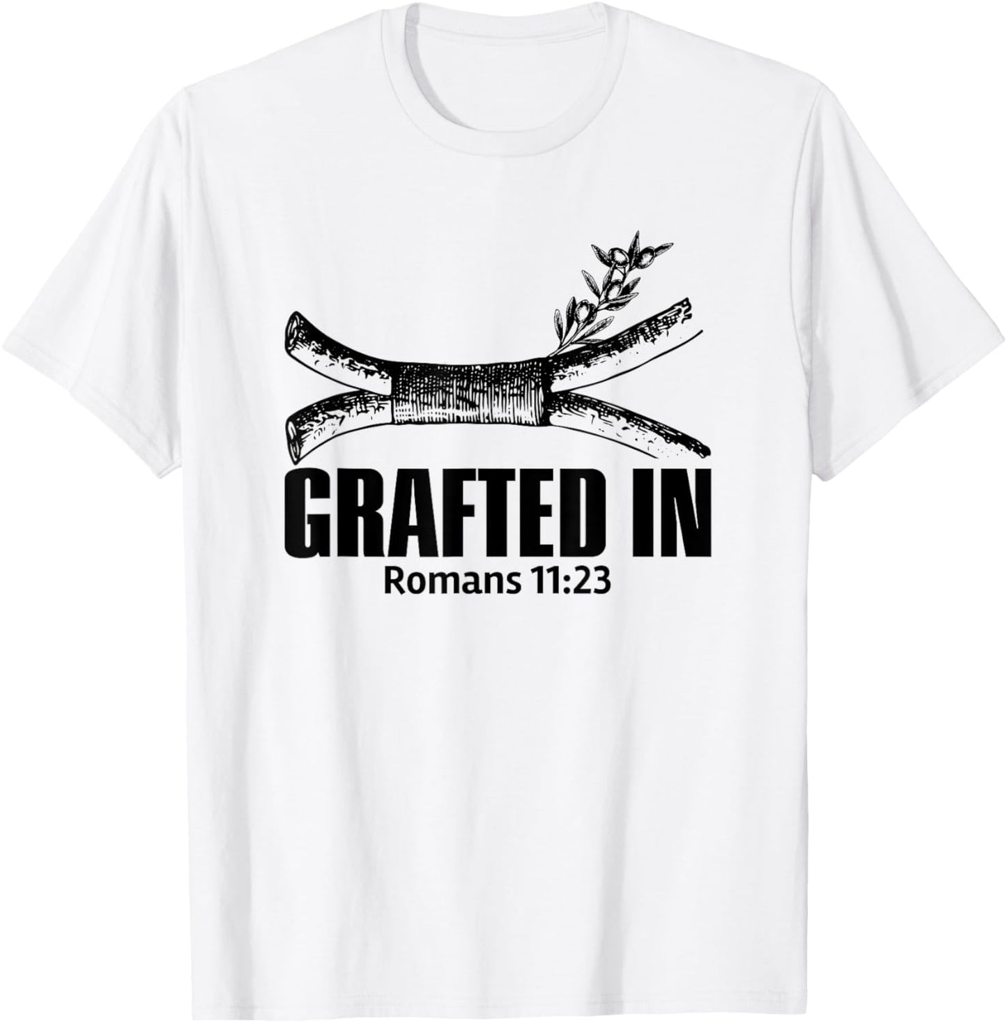 FTLOY HOLY CLOTHING GRAFTED IN ROAMNS 11:13 Blk T-Shirt - T-Shirt | White