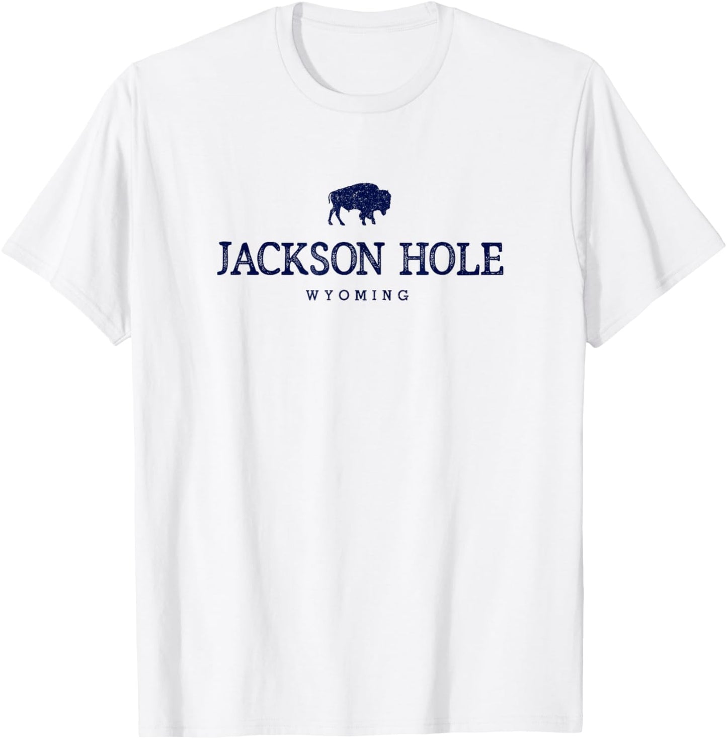 Retro Jackson Hole Wyoming Bison Buffalo Vintage T-Shirt - T-Shirt | White