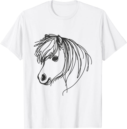 Line Art Dad Mom Horse - Shetland Pony Horse T-Shirt - T-Shirt | White