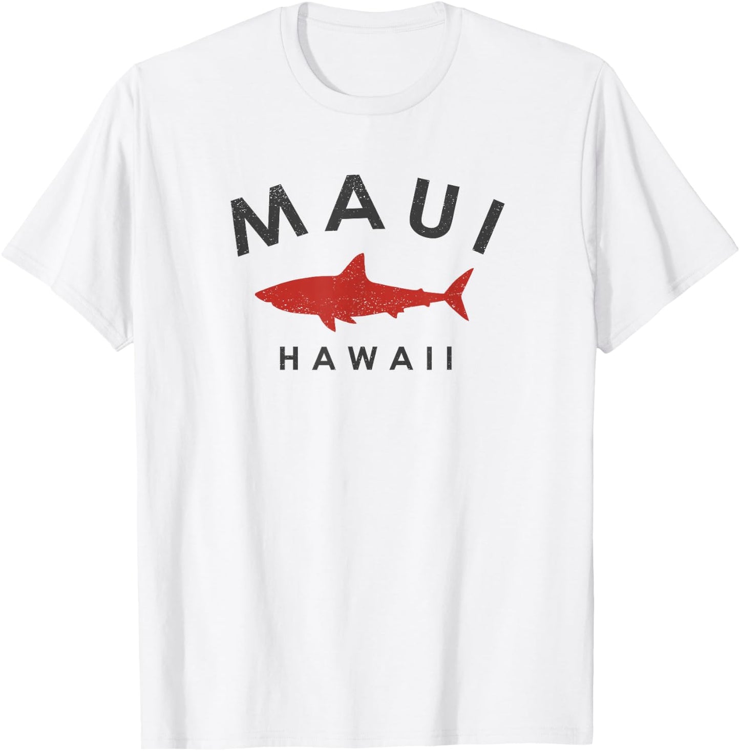 Maui Hawaii Shark Vacation Souvenir Vintage Hawaiian T-Shirt - T-Shirt | White