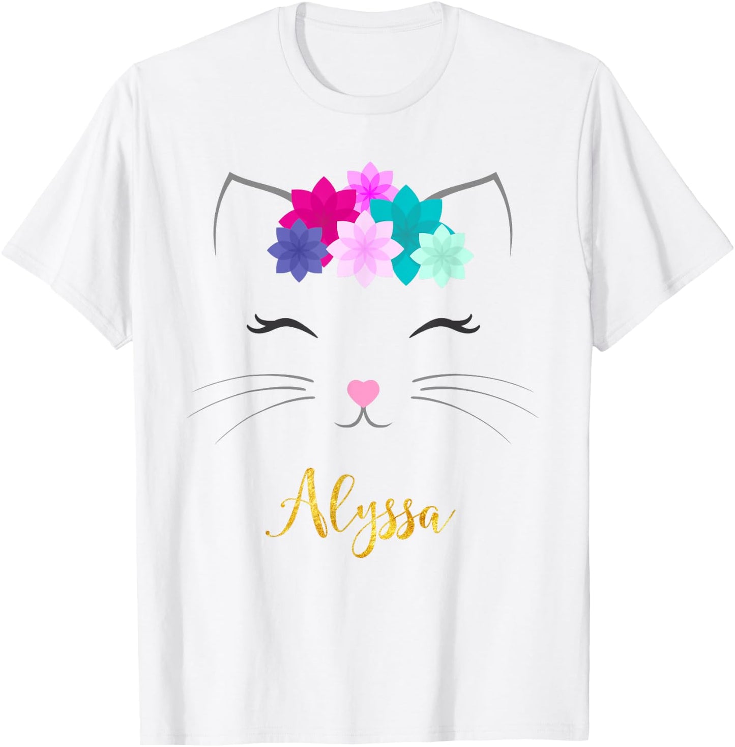Alyssa Name Gift Personalized Kitty Cat Men Women Kids T-Shirt - T-Shirt | White