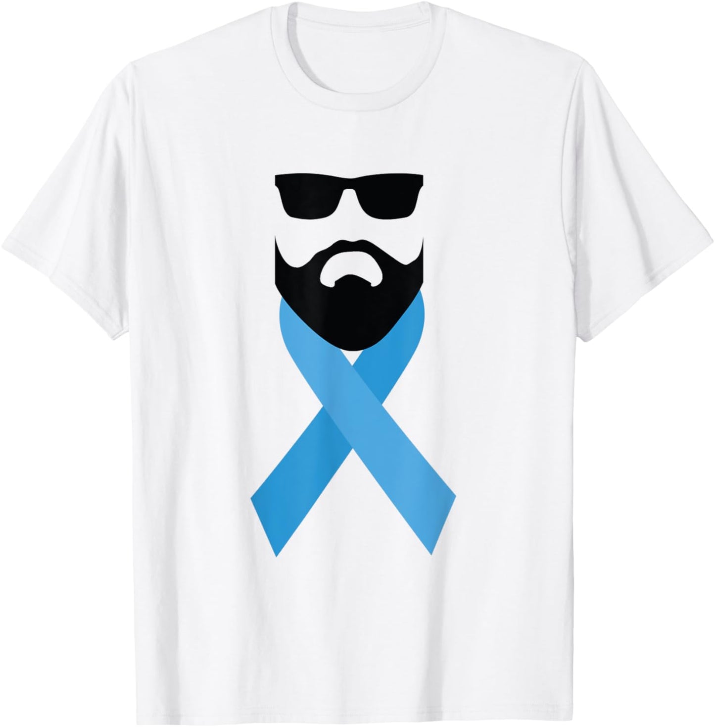 November No Shave Blue Ribbon Prostate Cancer Men, Women T-Shirt - T-Shirt | White