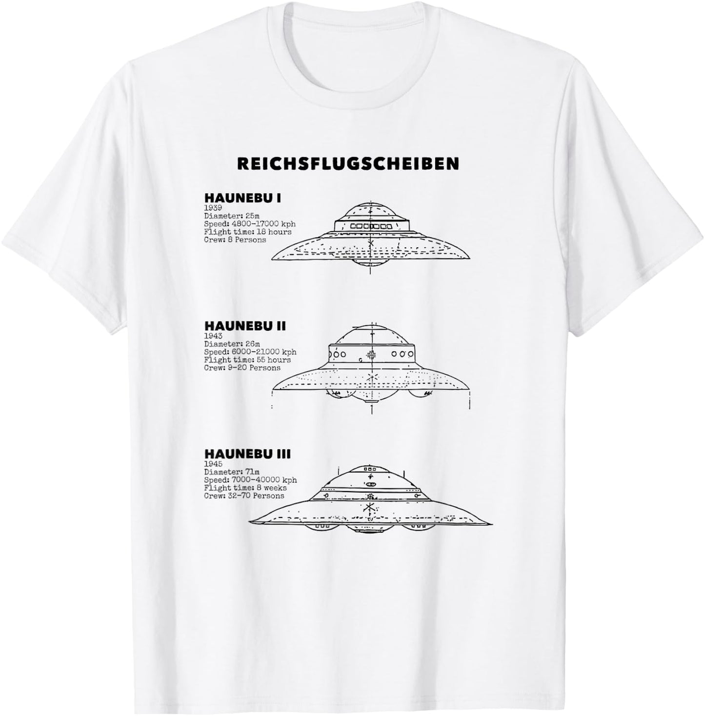 Vintage German WW2 UFO Top Secret Area 51 Alien UAP Graphic T-Shirt - T-Shirt | White