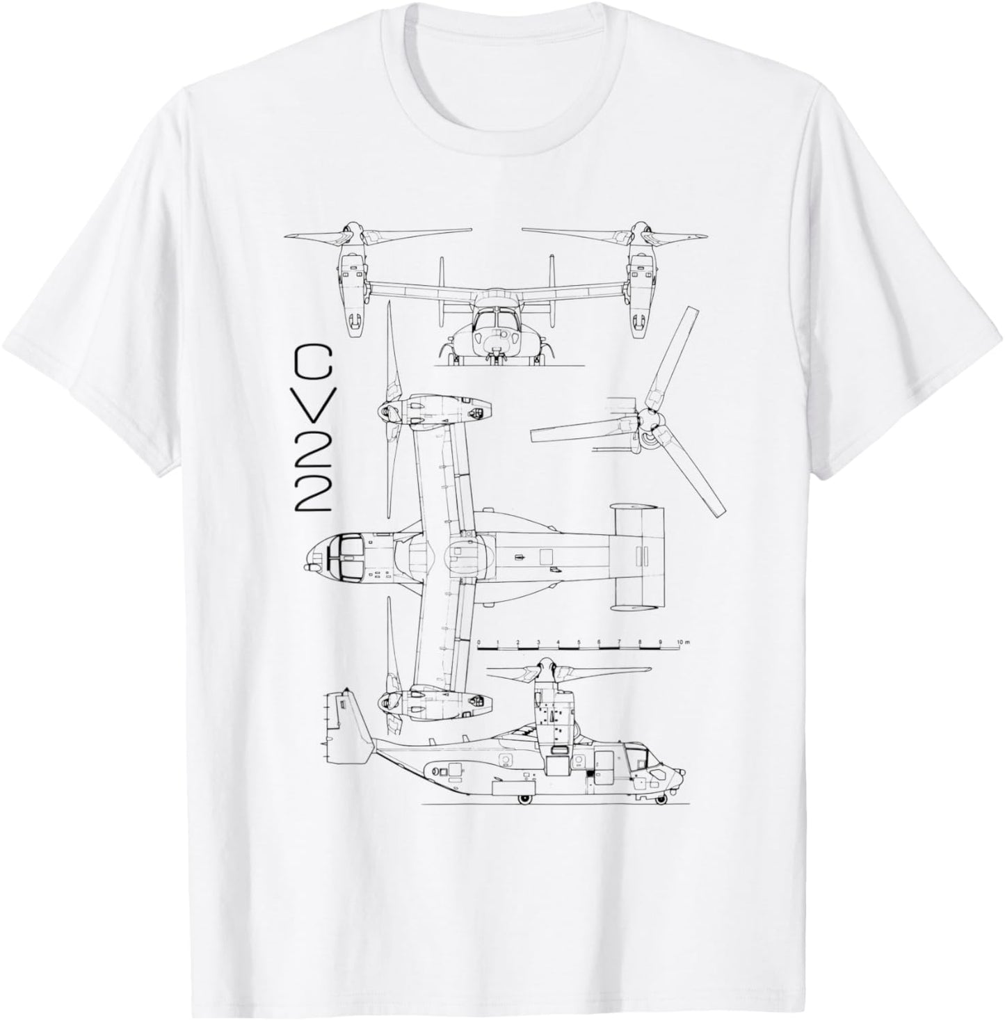 V-22 Osprey Aircraft US Military Helicopter Specification T-Shirt - T-Shirt | White