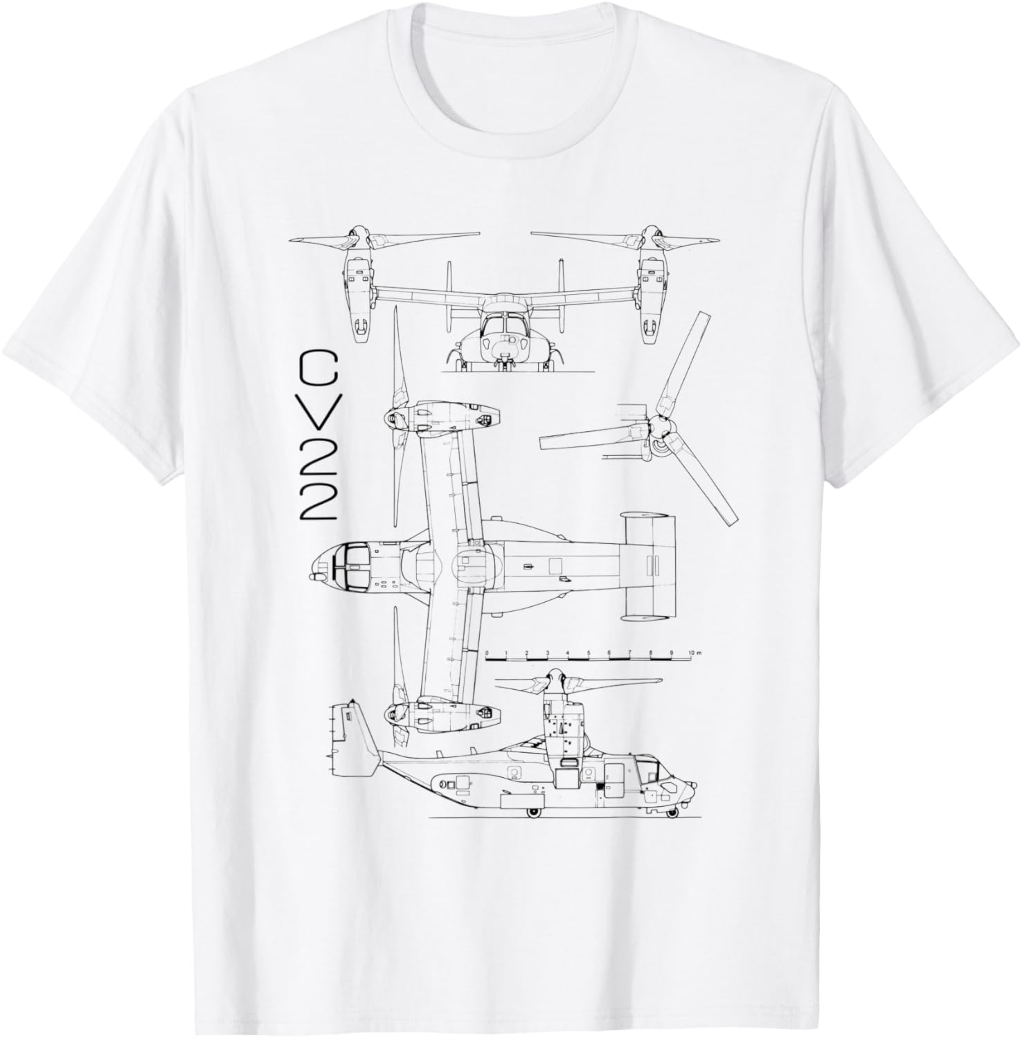 V-22 Osprey Aircraft US Military Helicopter Specification T-Shirt - T-Shirt | White