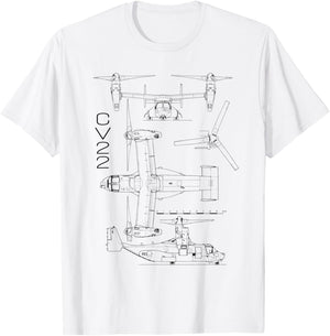 V-22 Osprey Aircraft US Military Helicopter Specification T-Shirt - T-Shirt | White
