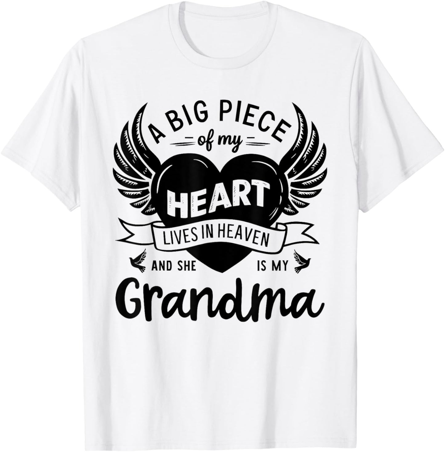 My Heart Lives In Heaven She Is My Grandma Guardian Angel T-Shirt - T-Shirt | White