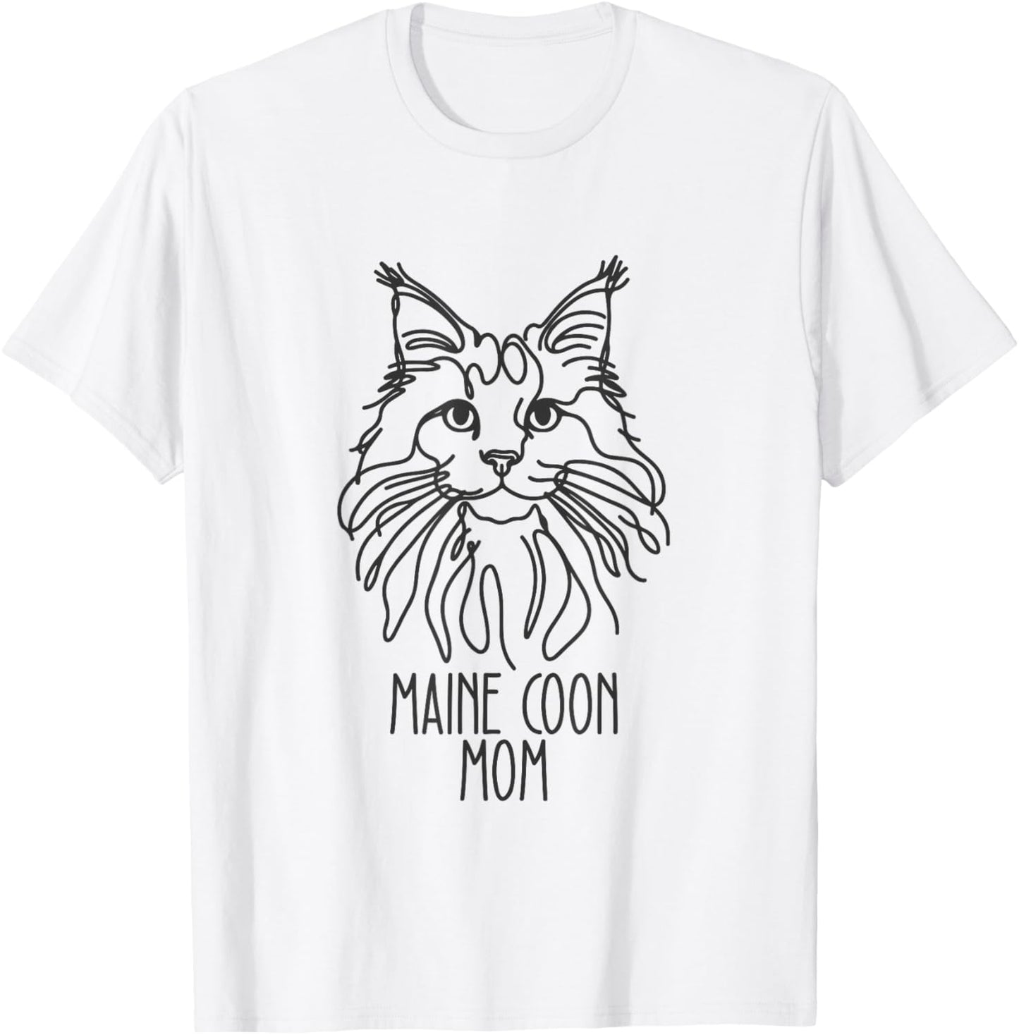 Line Art Best Cat Mom Women - Maine Coon Cat T-Shirt - T-Shirt | White