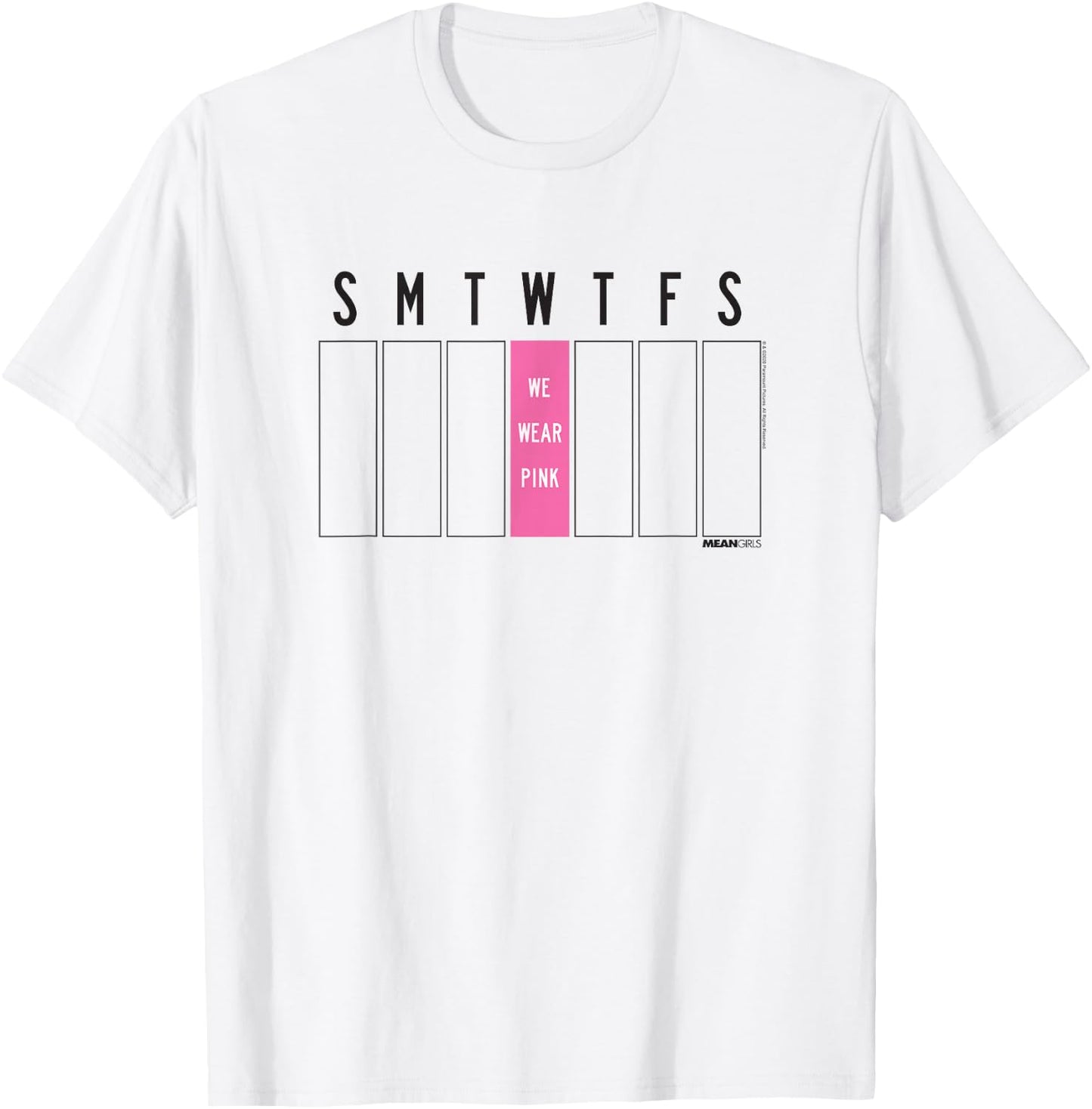 Mean Girls Weekly Calendar Wednesdays We Wear Pink Y2K Movie T-Shirt - T-Shirt | White
