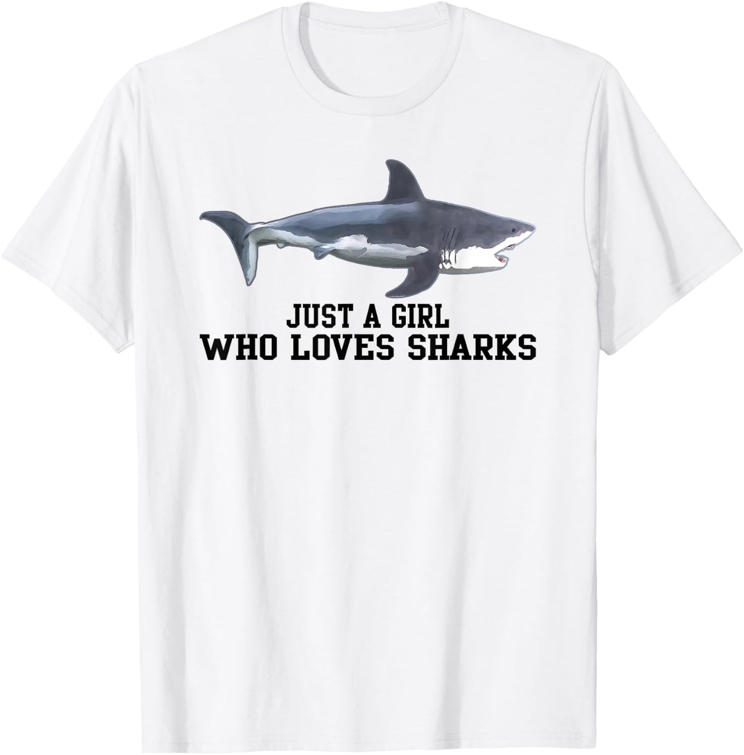 Just A Girl Who Loves Sharks Gift T-Shirt - T-Shirt | White