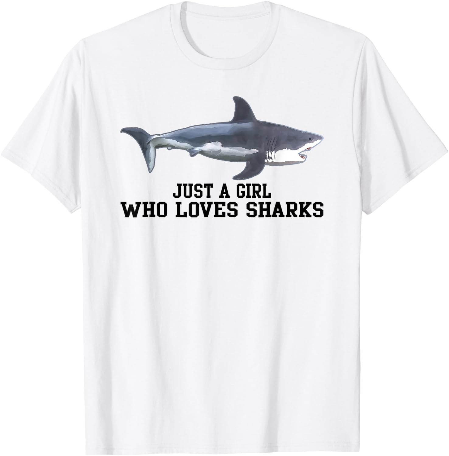 Just A Girl Who Loves Sharks Gift T-Shirt - T-Shirt | White