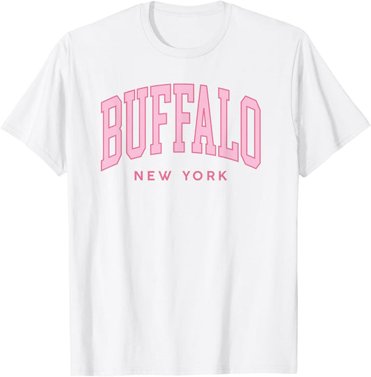 Buffalo NY Pink Retro Preppy Throwback Girls Souvenir T-Shirt - T-Shirt | White