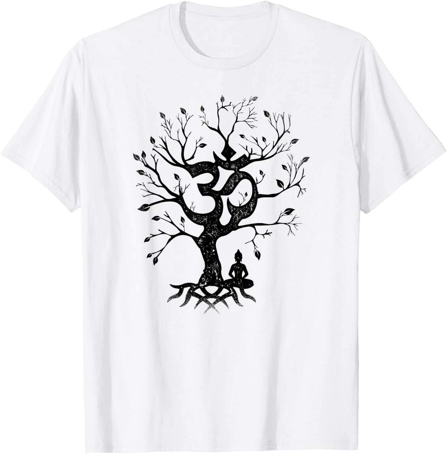 Tree of Life and Ohm Symbol Design or Men Om T-Shirt - T-Shirt | White