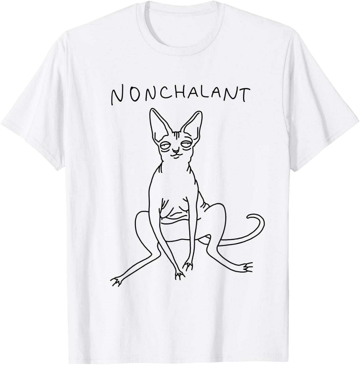 Nonchalant Sphynx Cat Funny Gift | Nakdcat T-Shirt - T-Shirt | White