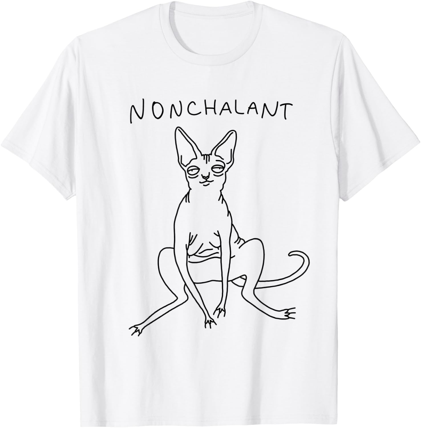 Nonchalant Sphynx Cat Funny Gift | Nakdcat T-Shirt - T-Shirt | White