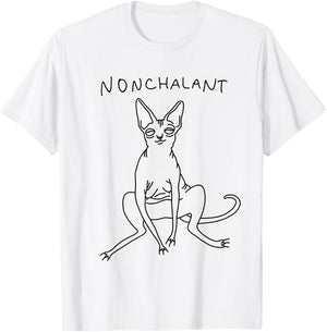 Nonchalant Sphynx Cat Funny Gift | Nakdcat T-Shirt - T-Shirt | White