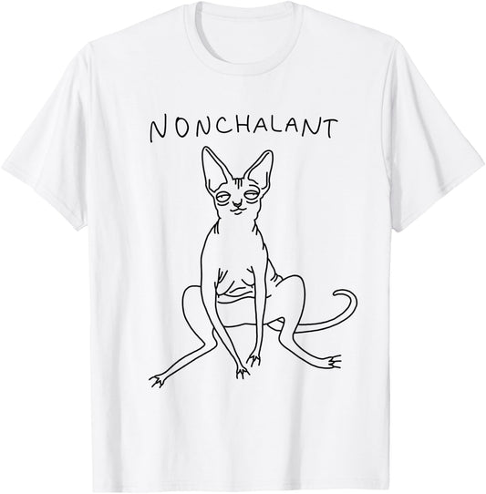 Nonchalant Sphynx Cat Funny Gift | Nakdcat T-Shirt - T-Shirt | White