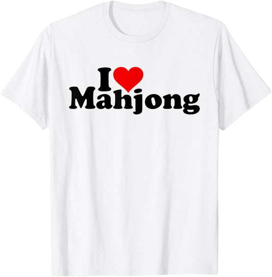 I Love Heart Mahjong Mah-jongg T-Shirt - T-Shirt | White