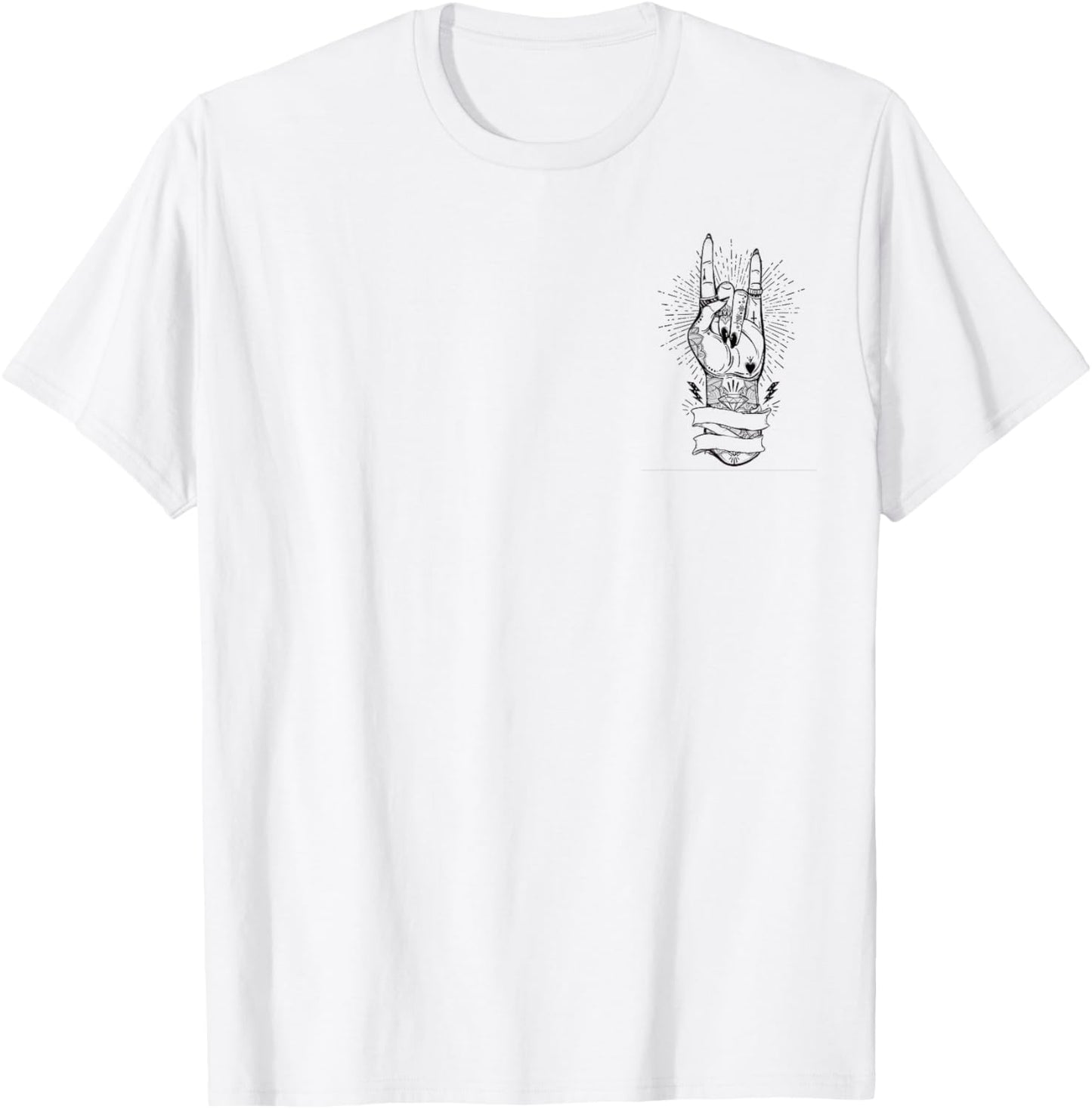 Pommesgabel Heavy Metal Rock Frau Mädchen Feminismus dezent T-Shirt - T-Shirt | White