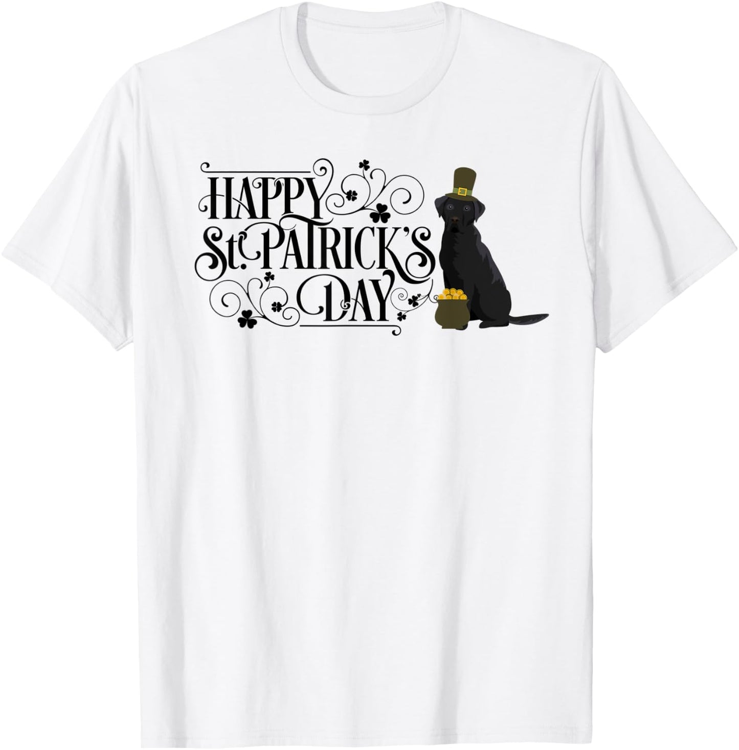 St Patricks Day Black Labrador Retriever Shirt Dog T-Shirt - T-Shirt | White