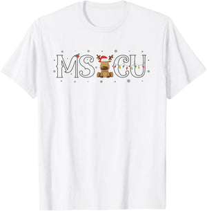 MSICU Nurse Reindeer Christmas Medical Surgical ICU Nurse T-Shirt - T-Shirt | White