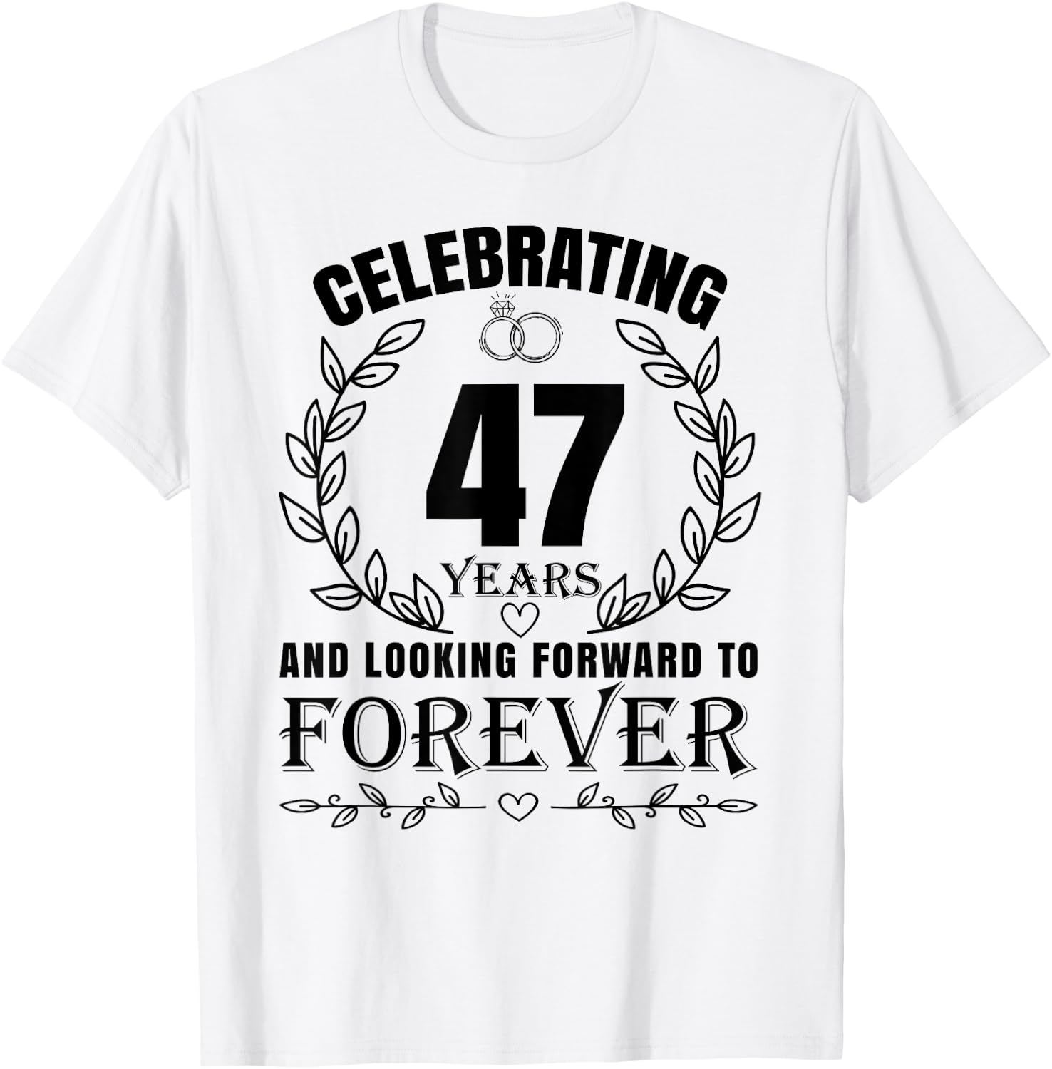Cute 47th Wedding Anniversary for Couples Married 47 year T-Shirt - T-Shirt | White