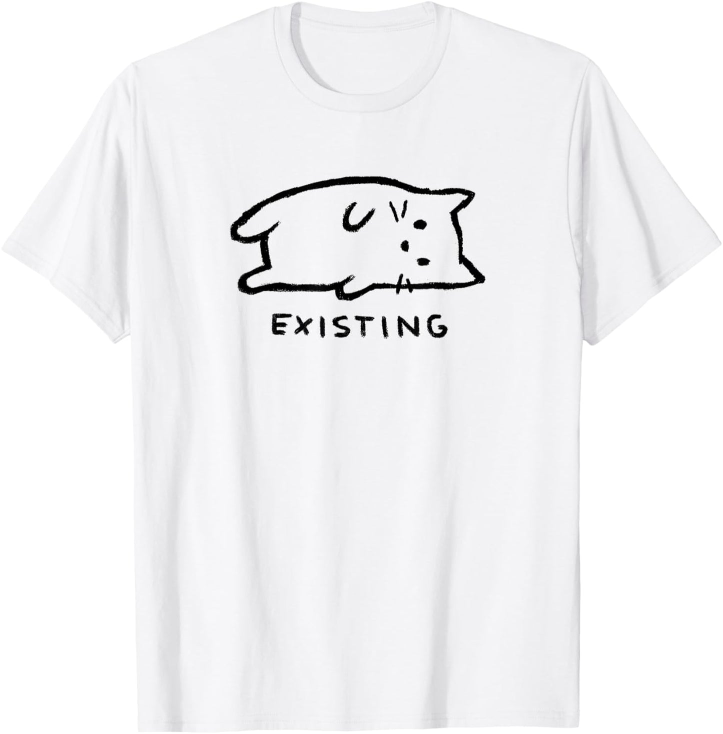 Threadless Fox Shiver Existing Black Cat Graphic T-Shirt - T-Shirt | White