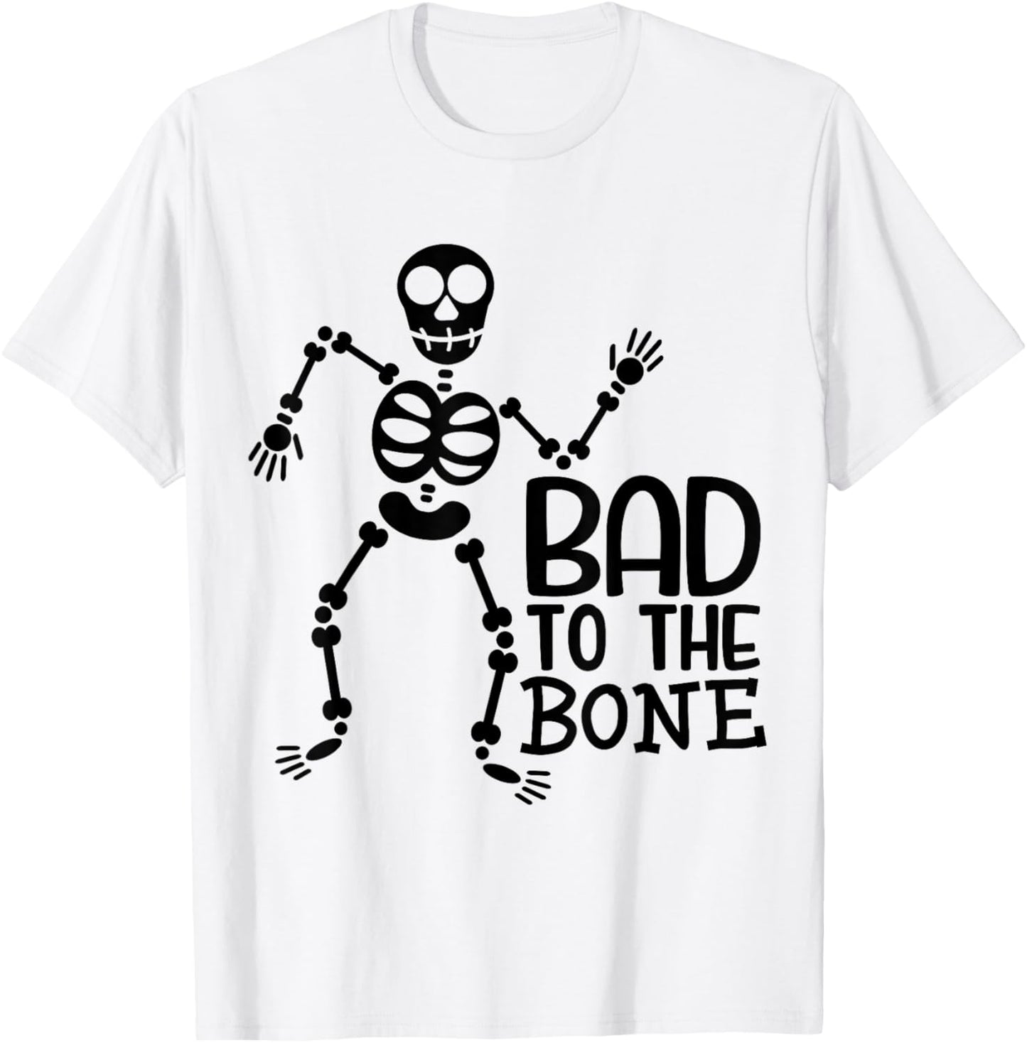 Bad To The Bone Skeleton T-Shirt - T-Shirt | White